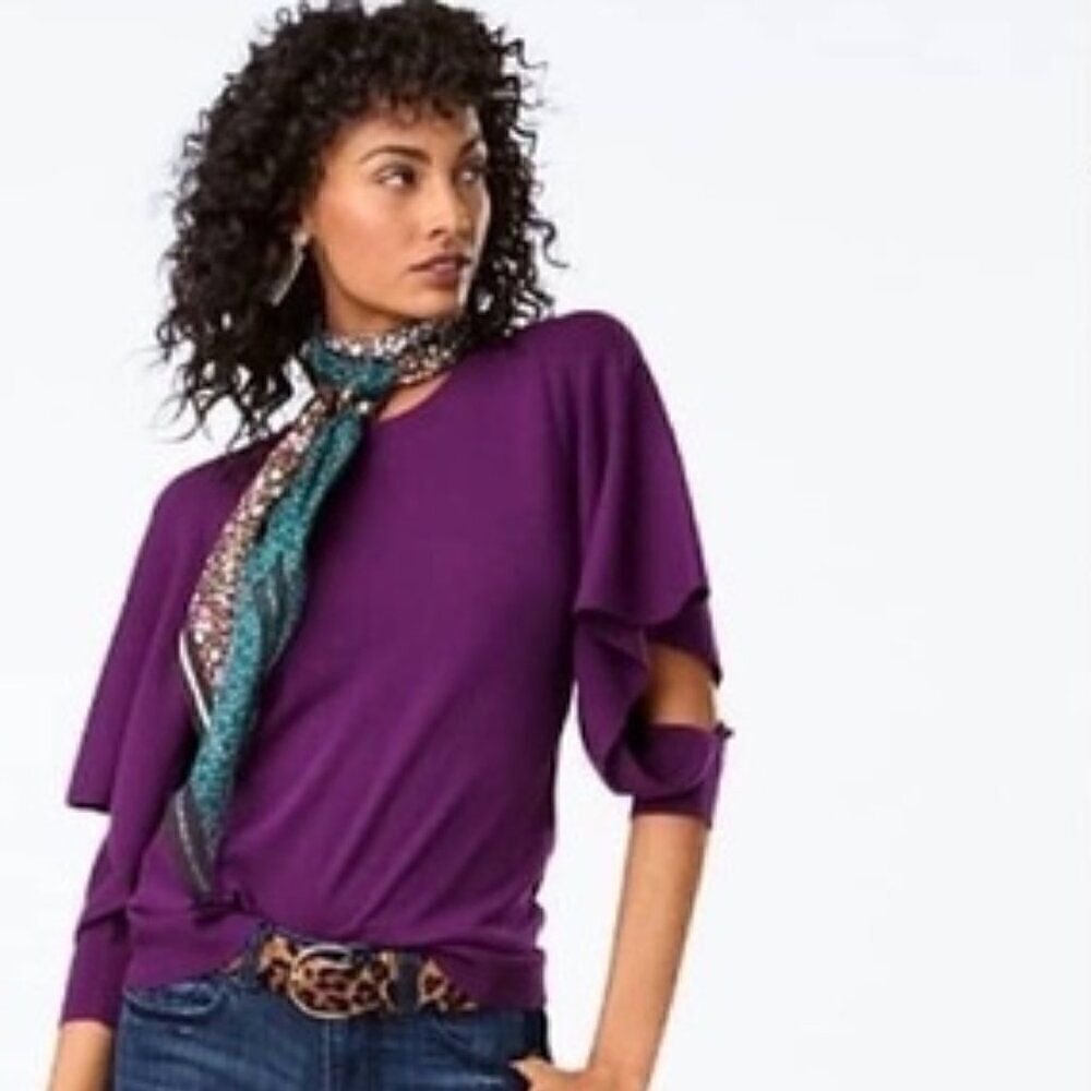 Cabi Purple Peek Pullover Top #3708 Medium. EUC!